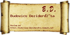 Budovics Dezideráta névjegykártya